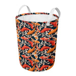 Koi Carp Pattern Print Round Laundry Basket