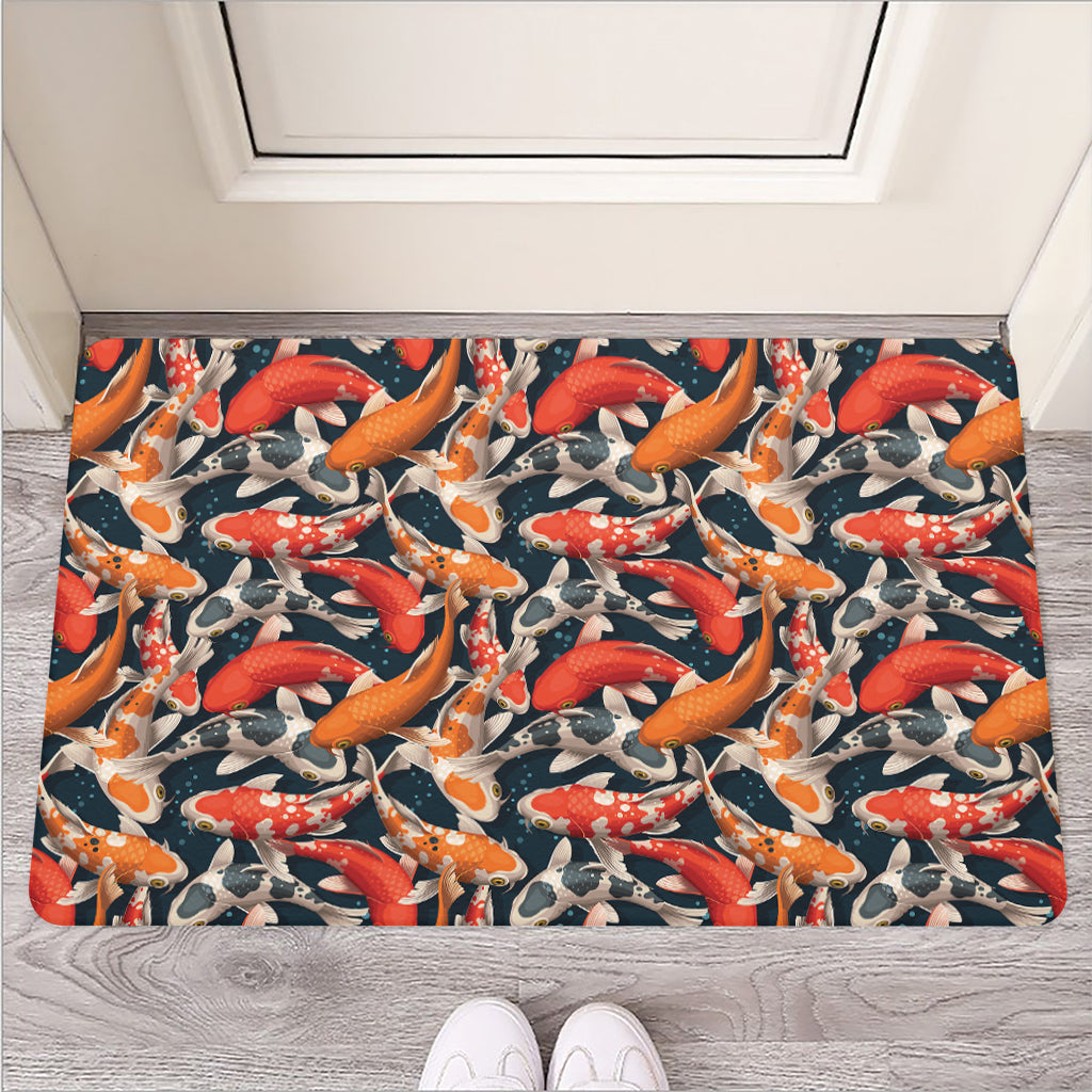 Koi Carp Pattern Print Rubber Doormat