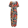 Koi Carp Pattern Print Short Sleeve Long Nightdress