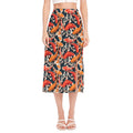 Koi Carp Pattern Print Side Slit Midi Skirt