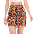 Koi Carp Pattern Print Side Slit Mini Skirt