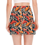 Koi Carp Pattern Print Side Slit Mini Skirt