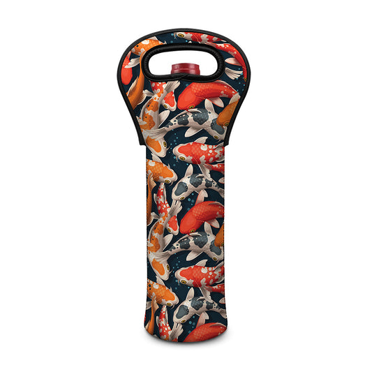 Koi Carp Pattern Print Single Neoprene Wine Tote