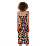 Koi Carp Pattern Print Slim Fit Midi Cami Dress