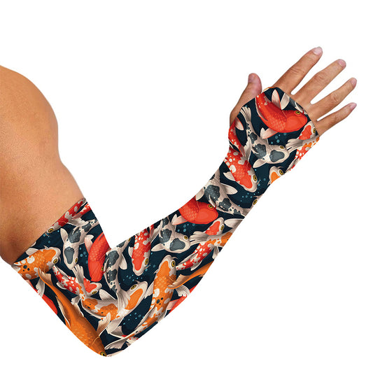 Koi Carp Pattern Print Sun Protection Arm Sleeves