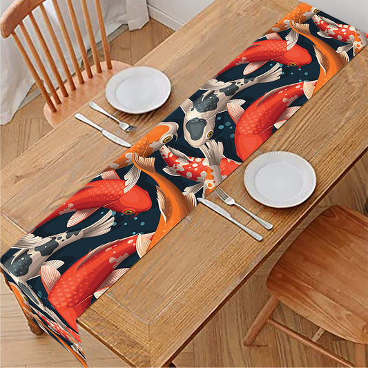 Koi Carp Pattern Print Table Runner