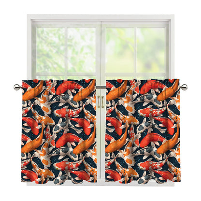 Koi Carp Pattern Print Tier Curtains