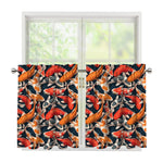 Koi Carp Pattern Print Tier Curtains