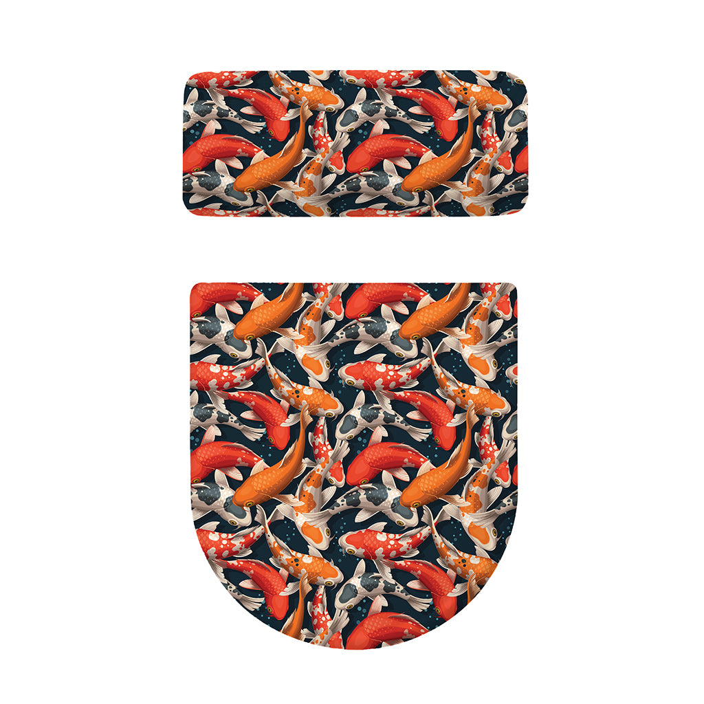 Koi Carp Pattern Print Toilet Lid And Tank Cover Set
