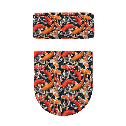 Koi Carp Pattern Print Toilet Lid And Tank Cover Set