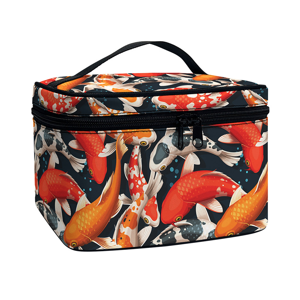 Koi Carp Pattern Print Travel Makeup Bag