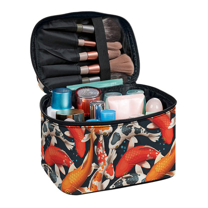 Koi Carp Pattern Print Travel Makeup Bag