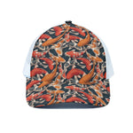 Koi Carp Pattern Print White Mesh Trucker Cap