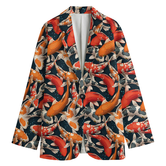 Koi Carp Pattern Print Women's Blazer