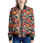 Koi Carp Pattern Print Women's Bomber Jacket