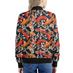 Koi Carp Pattern Print Women's Bomber Jacket