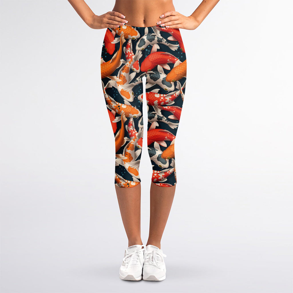 Koi Carp Pattern Print Women's Capri Leggings