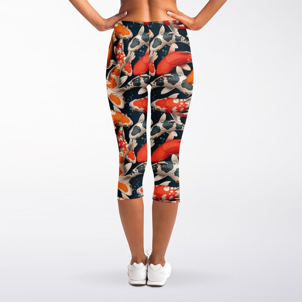 Koi Carp Pattern Print Women's Capri Leggings