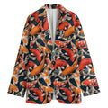 Koi Carp Pattern Print Women's Cotton Blazer
