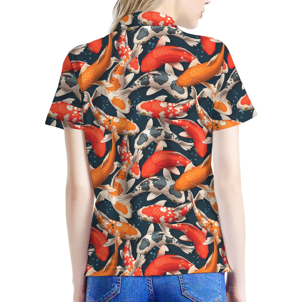 Koi Carp Pattern Print Women's Polo Shirt