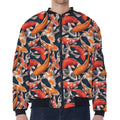 Koi Carp Pattern Print Zip Sleeve Bomber Jacket