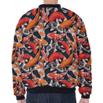 Koi Carp Pattern Print Zip Sleeve Bomber Jacket