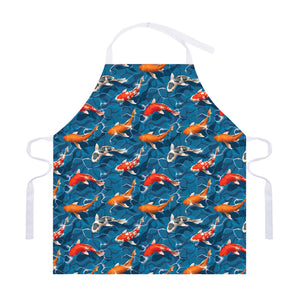 Koi Fish Pattern Print Adjustable Apron