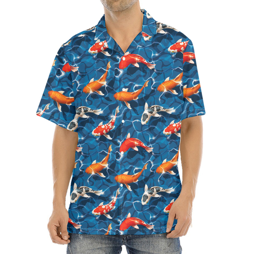 Koi Fish Pattern Print Aloha Shirt