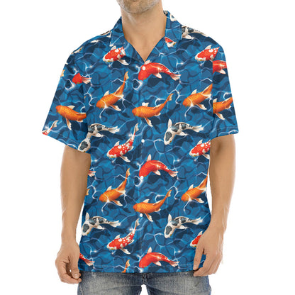 Koi Fish Pattern Print Aloha Shirt