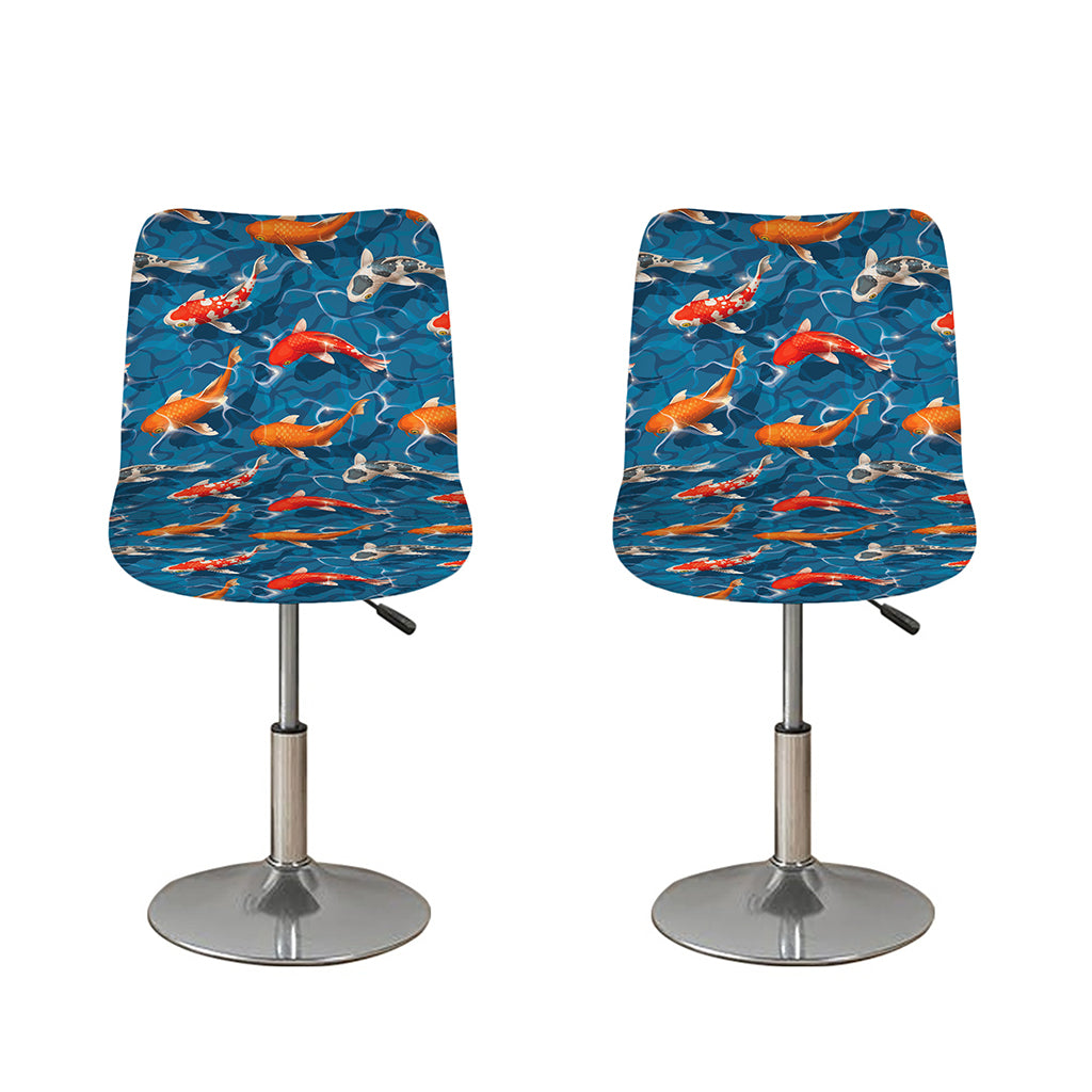 Koi Fish Pattern Print Bar Stool Covers