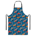 Koi Fish Pattern Print Bib Apron With Pocket