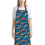 Koi Fish Pattern Print Bib Apron With Pocket