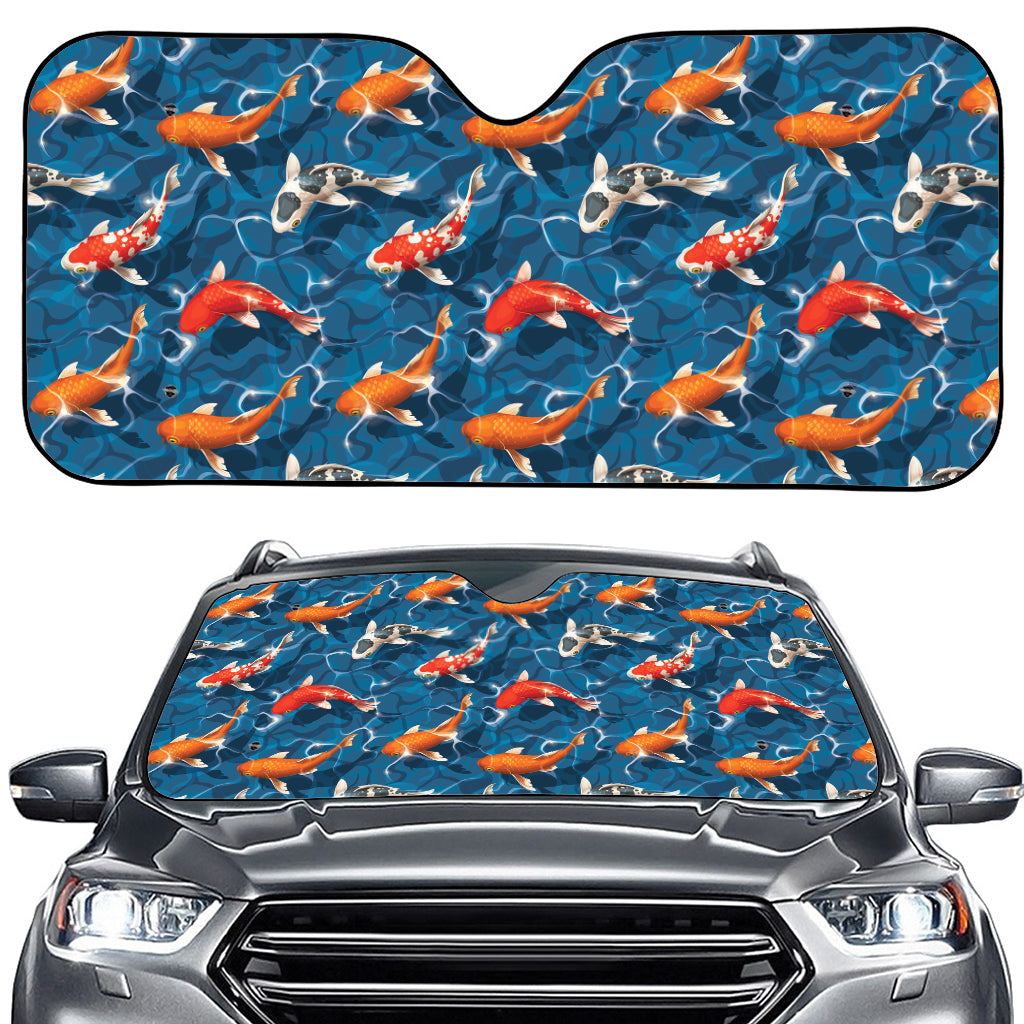 Koi Fish Pattern Print Car Windshield Sun Shade