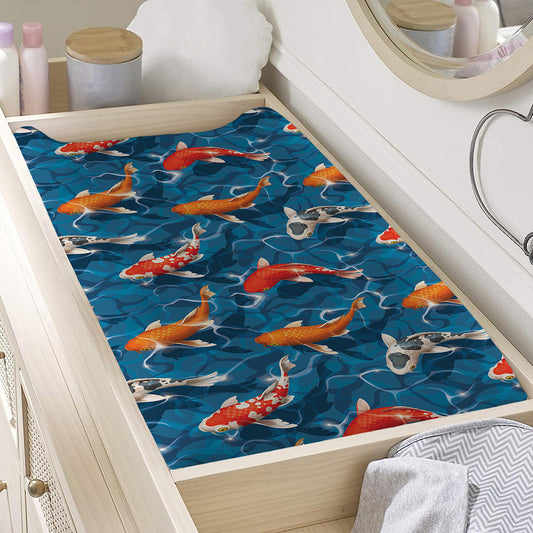 Koi Fish Pattern Print Changing Pad Cover
