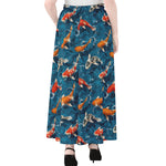 Koi Fish Pattern Print Chiffon Maxi Skirt