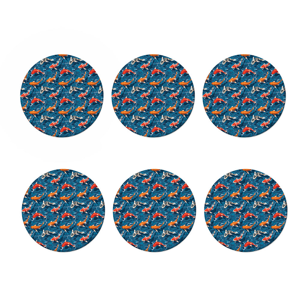 Koi Fish Pattern Print Coaster Set