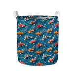 Koi Fish Pattern Print Collapsible Laundry Basket