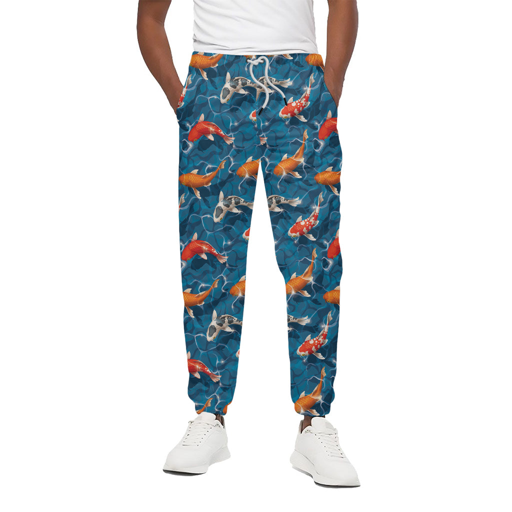Koi Fish Pattern Print Cotton Pants