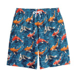 Koi Fish Pattern Print Cotton Shorts
