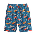 Koi Fish Pattern Print Cotton Shorts