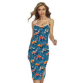 Koi Fish Pattern Print Cross Back Cami Dress