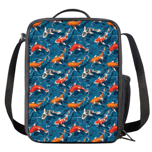 Koi Fish Pattern Print Crossbody Lunch Bag