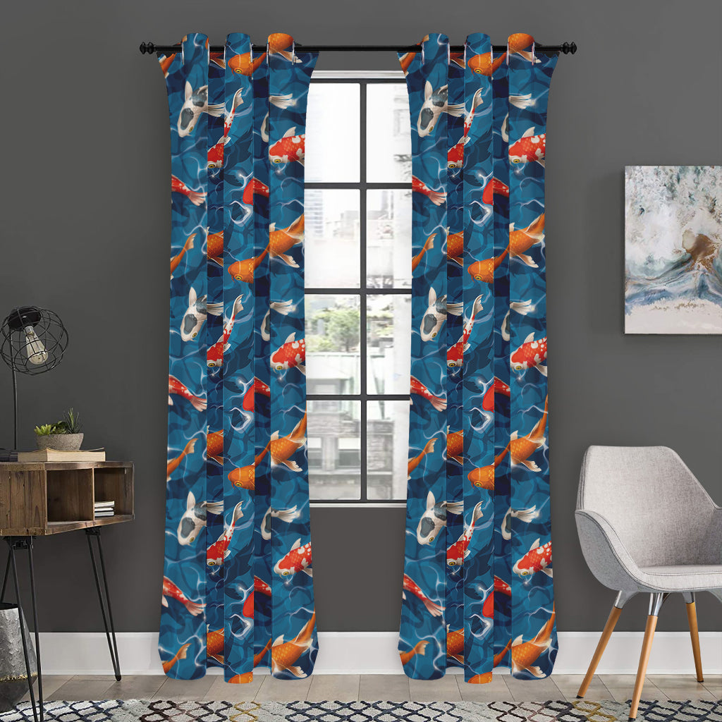Koi Fish Pattern Print Curtain
