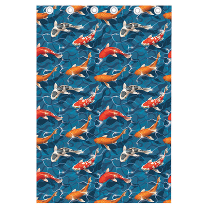 Koi Fish Pattern Print Curtain