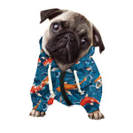 Koi Fish Pattern Print Dog Zip Up Hoodie