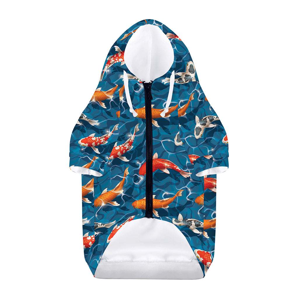 Koi Fish Pattern Print Dog Zip Up Hoodie