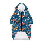Koi Fish Pattern Print Dog Zip Up Hoodie