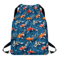 Koi Fish Pattern Print Drawstring Backpack