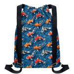 Koi Fish Pattern Print Drawstring Backpack