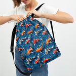 Koi Fish Pattern Print Drawstring Backpack